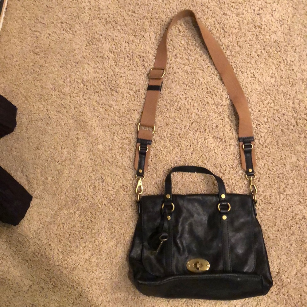 Black crossbody satchel purse